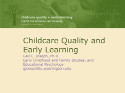 Child Care Quality and Early Learning