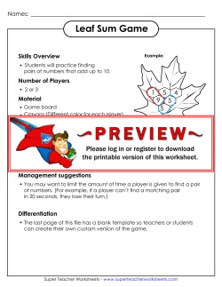 Leaf Sum Game - Super Teacher Worksheets