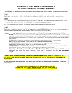 Information to assist Sellers in the completion of the 1099