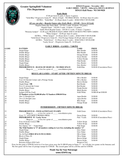 GSVFD Bingo Program Flyer -November 2012