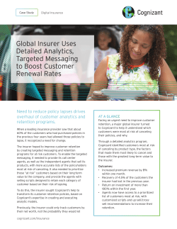 Global Insurer Uses Detailed Analytics, Targeted