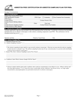 Asbestos-Free Certification or Asbestos Sampling Plan for PWSs