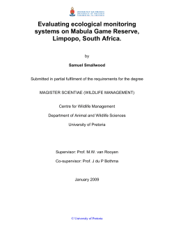 Evaluating ecological monitoring systems on Mabula Game Reserve