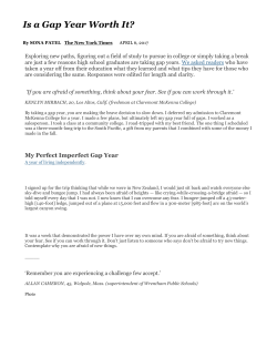 The purpose of a gap year is to grow, experiment - School-One