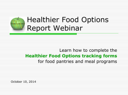 Healthier Food Options Report Webinar