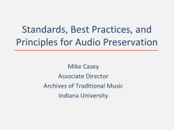 ARSC Pre-conference Workshop Standards and Best Practices for