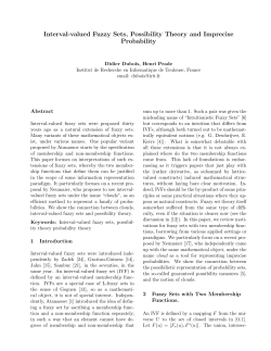 Interval-valued Fuzzy Sets, Possibility Theory and Imprecise