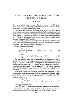 definitions and welfare conditions of public goods