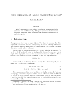 Some applications of Rabin`s fingerprinting method
