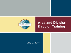 Area and Division Director Training