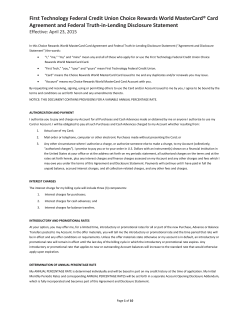 Choice Rewards World MasterCard&reg; Card Agreement and Federal