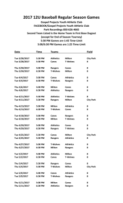 2017 12U Baseball Regular Season Games