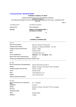 SIF - C - National College of Pharmacy, Shimoga