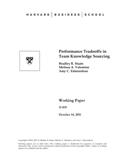 Performance Tradeoffs in Team Knowledge Sourcing Working Paper