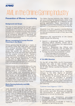 AML in the Online Gaming Industry
