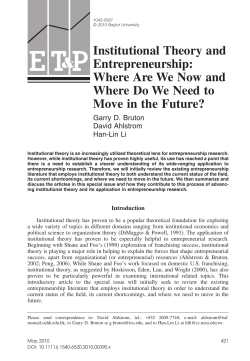 Institutional Theory and Entrepreneurship