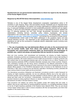 Questionnaire for non-governmental stakeholders to inform her