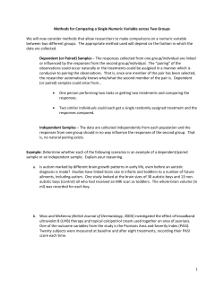 Methods for Comparing a Single Numeric Variable across Two