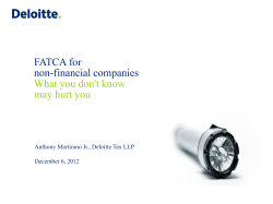 FATCA for Non-Financial Companies What You Don`t Know May