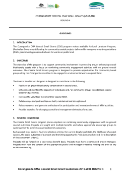 Corangamite CMA Coastal Small Grant Guidelines 2015