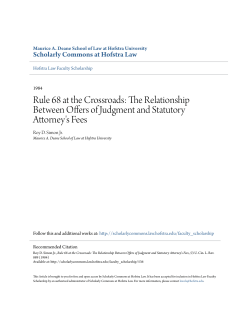 Rule 68 at the Crossroads: The Relationship Between Offers of