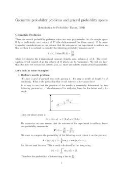 Geometric probability problems and general probability spaces