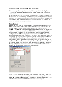 Setting Photoshop &ldquo;Colour Settings&rdquo; and &ldquo;Preferences&rdquo;