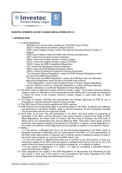 Investec Women`s National League Regulations 2013/14