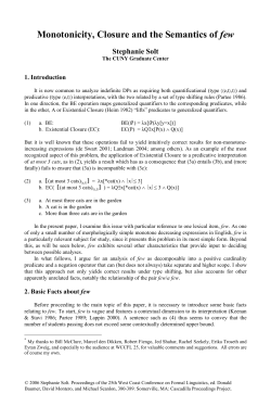 Monotonicity, Closure and the Semantics of few