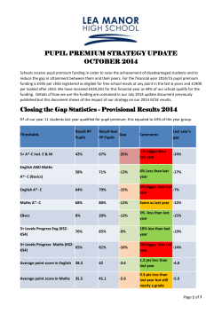 pupil premium strategy update october 2014