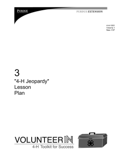 4-H Jeopardy Lesson Plan - Indiana 4-H
