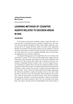 learning methods of cognitive agents related to decision areas in dss