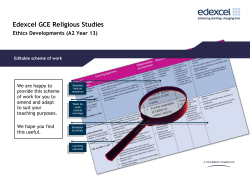 GCE Religious Studies SoW Ethics A2