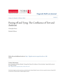 Passing off and Tying - Osgoode Digital Commons
