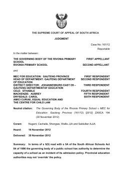 GOVERNING BODY OF RIVONIA PS v MEC FOR EDUCATION
