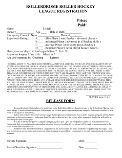 ROLLERDROME ROLLER HOCKEY LEAGUE REGISTRATION