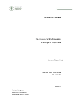 Bartosz Marcinkowski Risk management in the process of enterprise