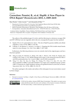 Correction: Pennisi, R., et al. Hsp90: A New Player in DNA Repair
