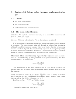 1 Lecture 26: Mean value theorem and monotonic
