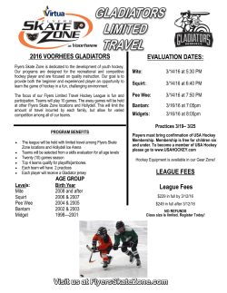 2016 VOORHEES GLADIATORS EVALUATION DATES: LEAGUE