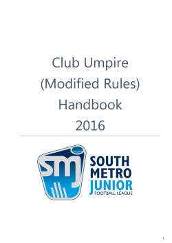 Club Umpire (Modified Rules) Handbook 2016