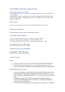 Curriculum Vitae for Gaute Torsvik