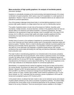 Mass production of high quality graphene: An