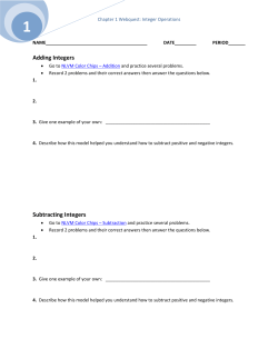 Chapter 1 Webquest: Integer Operations