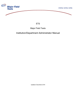 MFT Institution Administrators Manual