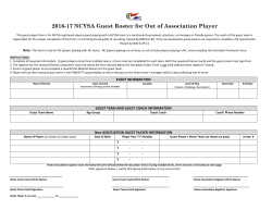 2016-17 NCYSA Guest Roster for Out of Association Player