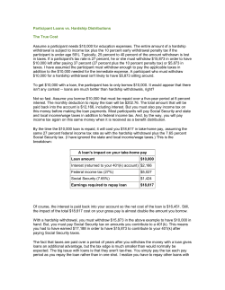 Participant Loans vs. Hardship Distributions The True Cost Assume