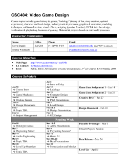 Course Proposal: Intro to Game Design