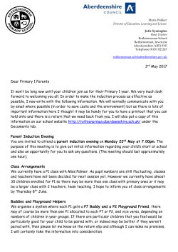 Primary 1 Parents - Rothienorman School