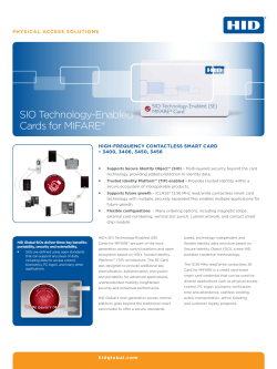 SIO Enabled MIFARE Card Datasheet